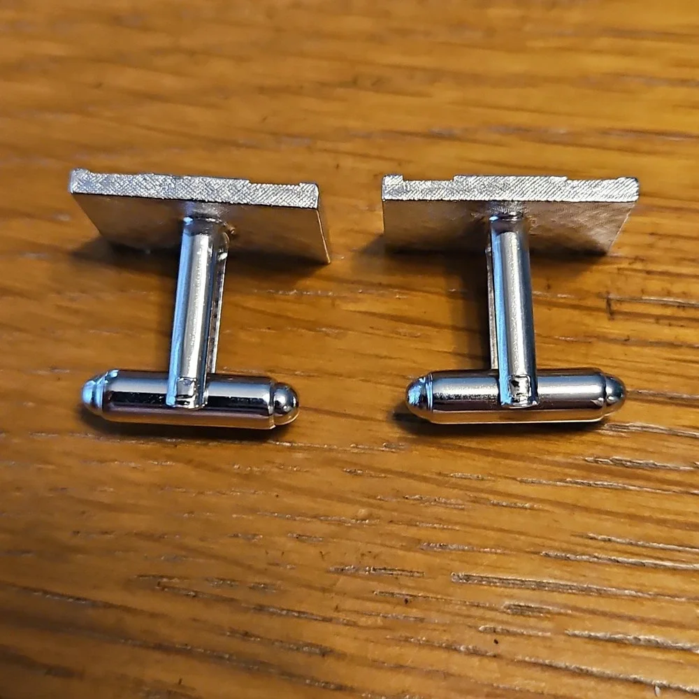 Vintage Dante Cufflinks Silver Square Dual Tone Design